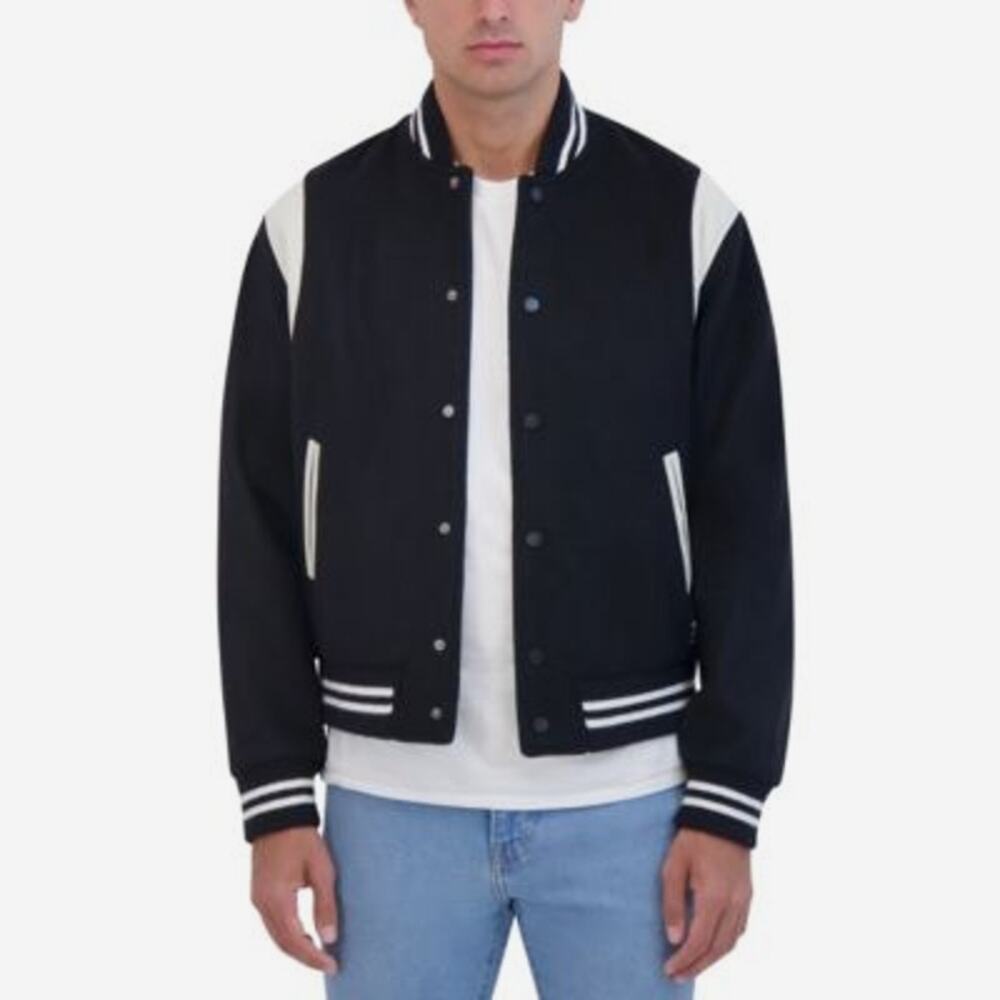 Hudson Men's Varsity Jacket with Faux Leather Trim Sporty XL NWT